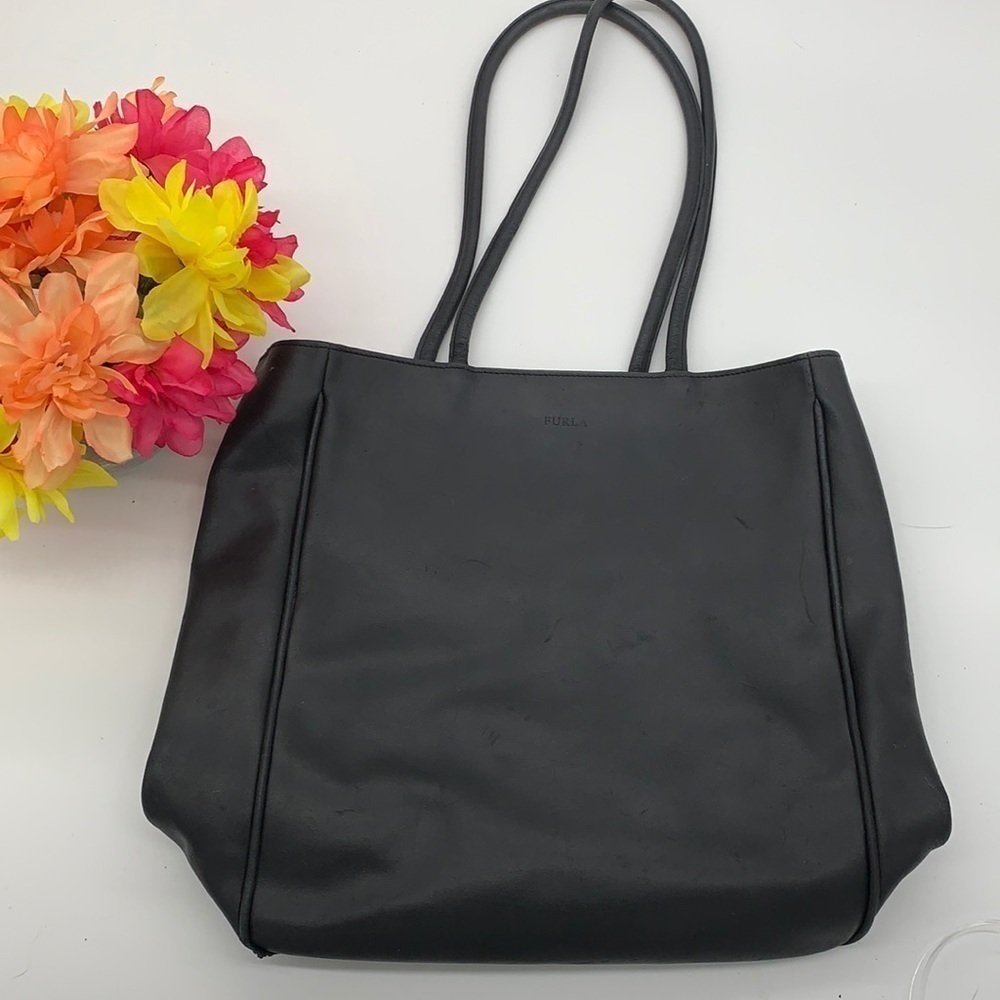 Furla Black Leather Tote Bag Laptop Bag. BP4524D